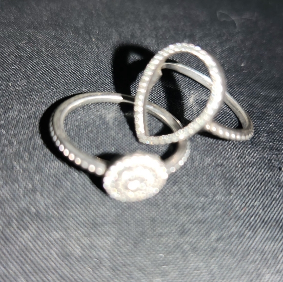 @waveyfashion Vintage Pandora teardrop wedding ring set size 6 - Picture 4 of 5